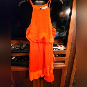 Beautiful Sleeveless Orange Dress with Belt